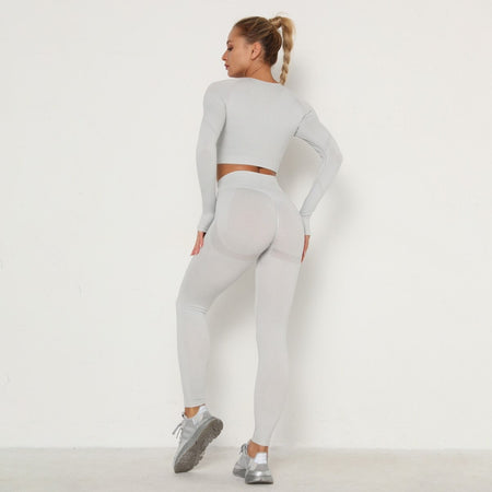 Long-sleeved cropped top | LIGHT GREY