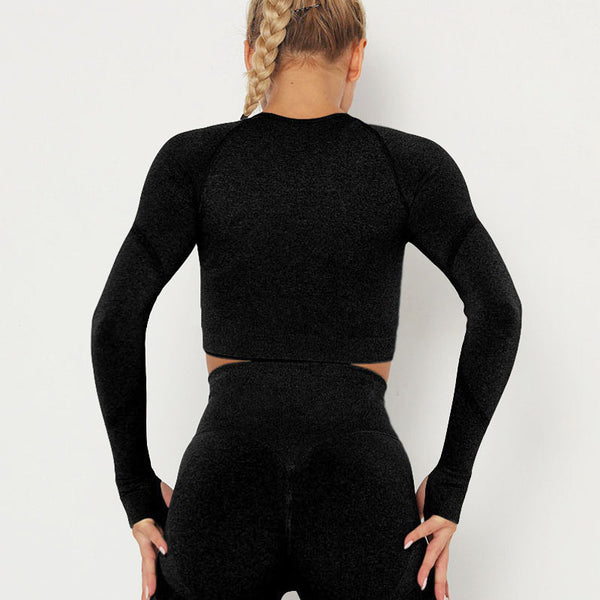 Long-sleeved cropped top | BLACK