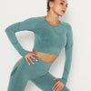 Long-sleeved cropped top | DARK GREEN