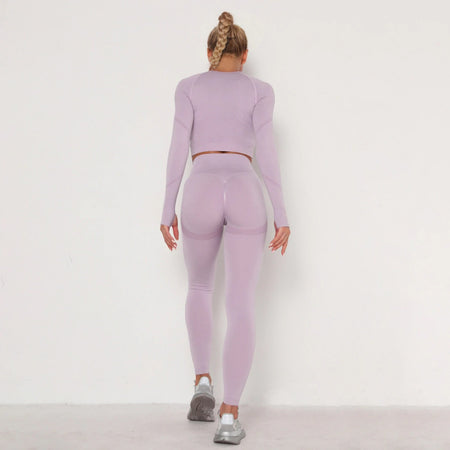 Long-sleeved cropped top | LIGHT PURPLE