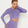 Long-sleeved cropped top | PURPLE